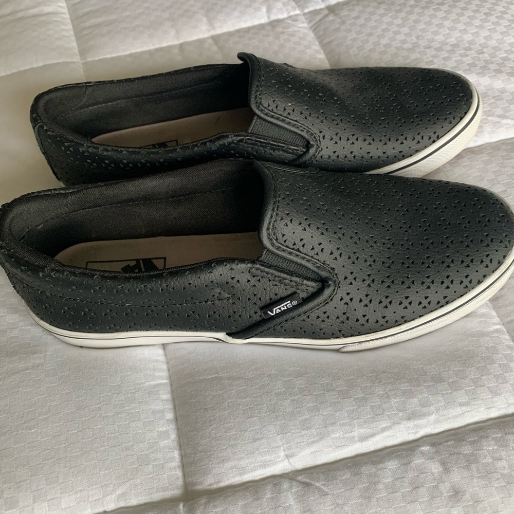 Vans black cutout slides